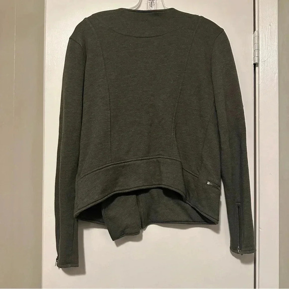 Athleta Belvedere quilted asymmetrical moto jacket grayish green size L - Picture 4 of 10